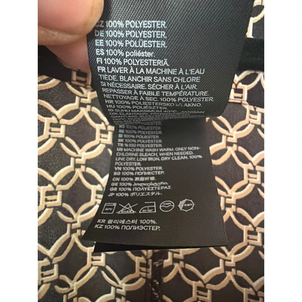 H&M Kaftan Tunic Black Tan Geometric Chain Link Print Oversized One Size Top - Picture 4 of 6